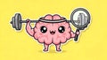 Brain Training Strong Brain Lifting Weights Cartoon Illustration Royalty Free Stock Photo