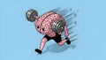Brain Training Strong Brain Lifting Weights, Mental Exercise Royalty Free Stock Photo
