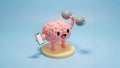 Brain Training Strong Mind Lifting Weights, Using Phone Royalty Free Stock Photo