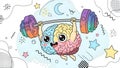 Brain Training Strong Mind, Mental Workout, Cartoon Illustration Royalty Free Stock Photo