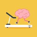 Brain training with treadmill running flat design. Creative idea concept