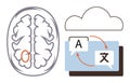 Brain and Translation Concept Highlighting Language Processing and Communication Royalty Free Stock Photo