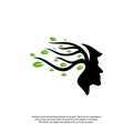 Brain with Tree Logo Design Concept, People Head with Tree Logo - Vector Illustration - Vector Royalty Free Stock Photo
