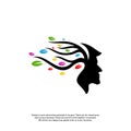 Brain with Tree Logo Design Concept, People Head with Tree Logo - Vector Illustration - Vector Royalty Free Stock Photo