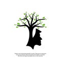 Brain with Tree Logo Design Concept, People Head with Tree Logo - Vector Illustration - Vector Royalty Free Stock Photo