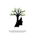 Brain with Tree Logo Design Concept, People Head with Tree Logo - Vector Illustration - Vector Royalty Free Stock Photo