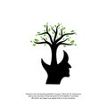 Brain with Tree Logo Design Concept, People Head with Tree Logo - Vector Illustration - Vector Royalty Free Stock Photo