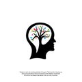 Brain with Tree Logo Design Concept, People Head with Tree Logo - Vector Illustration - Vector Royalty Free Stock Photo