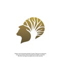 Brain with Tree Logo Design Concept, People Head with Tree Logo - Vector Illustration - Vector Royalty Free Stock Photo