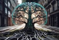 Brain Tree in Urban Setting Royalty Free Stock Photo