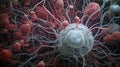 Brain Tumor Cancer: Inside the Human Brain, Detailed Medical Illustration of Cancer, Generative AI