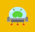 Brain ufo cartoon. Smart alien. vector illustration Royalty Free Stock Photo