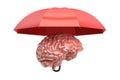 Brain with umbrella, 3D rendering