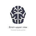 brain upper view outline icon. isolated line vector illustration from human body parts collection. editable thin stroke brain Royalty Free Stock Photo