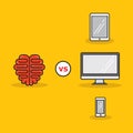 brain versus technology. Vector illustration decorative design