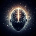 Brain wave on dark background. Meditation, relax, neural network concept. Royalty Free Stock Photo