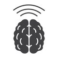 Brain waves glyph icon