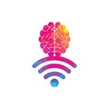 Brain and wifi logo design sign. Royalty Free Stock Photo