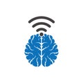 Brain and wifi logo design sign. Royalty Free Stock Photo