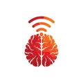 Brain and wifi logo design sign. Royalty Free Stock Photo