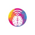 Brain and wifi logo design sign. Royalty Free Stock Photo