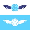 Brain with wings concept vector design