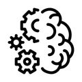 Brain work mechanical gears icon vector outline illustration Royalty Free Stock Photo