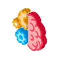 Brain work mechanical gears isometric icon vector illustration Royalty Free Stock Photo