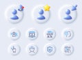 Brain working, People talking and Romantic talk line icons. For web app, printing. Vector