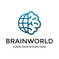 Brain world vector logo template. This design use think idea symbol. Suitable for education or business