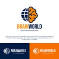 Brain world vector logo template