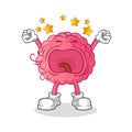 brain yawn character. cartoon mascot vector