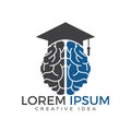 Braind and graduation cap icon design. Royalty Free Stock Photo
