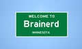 Brainerd, Minnesota city limit sign. Town sign from the USA.