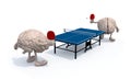 Brains with arms and legs that playing to table tennis