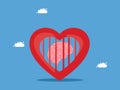 Brains and hearts prison. logic and emotion. vector illustration