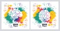 Brains power posters with colors splash