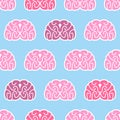 Brains seamless pattern. Background of organs of human head. Ana Royalty Free Stock Photo