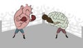 Brains vs. hearts in the ring. The age-old struggle of the mind against the feelings