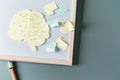brainshaped sticky notes adorning a whiteboard