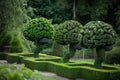 brainshaped topiary in a wellmaintained garden