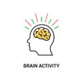 Brainstorm activity vector icon idea. Brain storm lighting power creative concept, mind illustration Royalty Free Stock Photo