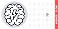 Brainstorm or brainstorming icon. Human brain with a lightning bolt inside. Simple black and white version