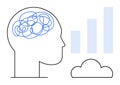 Brainstorming and Data Analysis Concept with Human Brain, Cloud, and Rising Graph Elements Royalty Free Stock Photo