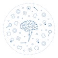 Brainstorm concept outline in minimalistic style on white background.