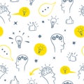 Brainstorm doodle seamless pattern