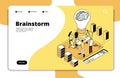 Brainstorm landing page. Business people launching new project and brainstorming. Innovation teamwork creative vector