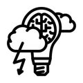 brainstorm light bulb line icon vector illustration