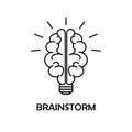 Brainstorm line icon on isolated background. Creativity and thinking concept. Brain light - best idea and genious solution. Logo