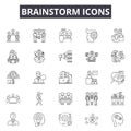 Brainstorm line icons, signs, vector set, outline illustration concept